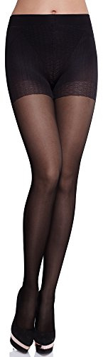 Merry Style Medias Reductoras Finas Panty Lencería Sexy para Mujer Pantys Tights for women Ropa de mujer MS 128 40 DEN (Negro, L)