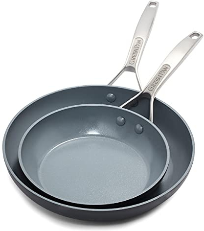 GreenPan CC000044-001 Paris 10 tum och 12 tum keramik non-stick öppen stekpanna, aluminium, grå