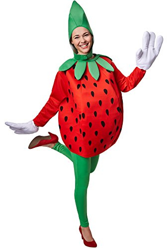 dressforfun Kostüm Erdbeere Erdbeerenkostüm | Süßes Langarm-Oberteil | Große, lustige Handschuhe | Inkl. witziger Kopfbedeckung (XL | Nr. 301642)