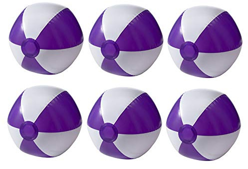 Lote de 6 Globos inflables, para Playa, Playa, Piscina, Color Morado