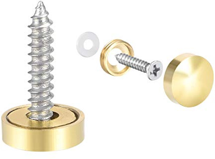 uxcell Mirror Screws Decorative Caps Cover Nails Polished Gold 12mm 4pcs
