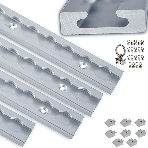 NTG 4 x 1 m Binario di Fissaggio per Airline in Alluminio, Quadrato, con Fori da 1 m, 1000 mm, Set di avviamento, Fissaggio del carico per Camion e Camper, Guida di Ancoraggio Forata, Argento