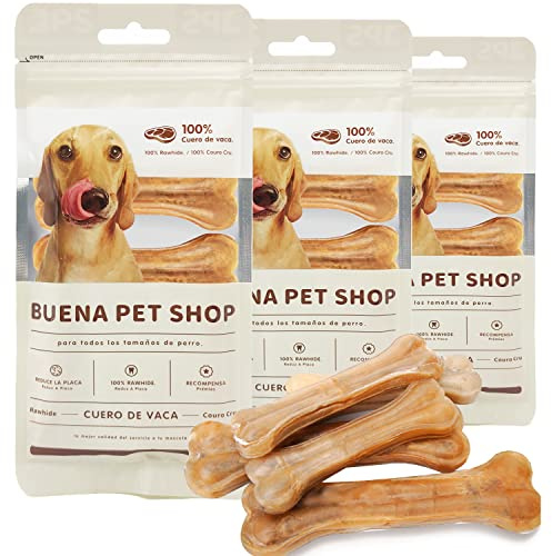 12 Pcs Hueso Prensado para Perros Piel Vacuno Fortalecedor de Dientes Stick Dental Dog Snack 9cm (12 Pcs 9 cm) BPS-5094 * 3