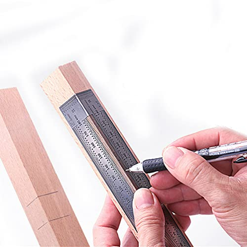Righelli 3D del Calibro Della Marcatura del Legno del Metallo,Righello Marcatura Linea di Blueprint,Strumenti di Misurazione Falegname,Righello Incisione Acciaio Inossidabile con Fori (180mm)