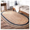 Ripaz Vogue Ovaler Jute-Teppich, natürliche Jute, handgeflochten, Beige + schwarze Linie (150 x 210 cm, 150 x 210 cm)