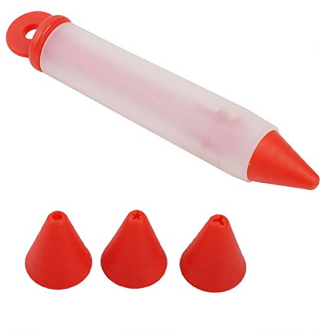 Penna per glassa per torte, penna per scrivere alimenti in silicone Strumenti per decorare dolci per torte Bottiglie per pennarelli Pratici strumenti per la spremitura 4 ugelli(rosso)