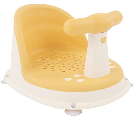 Sedia da Doccia per Neonati, Seggiolino per Bagnetto Pieghevole Antiscivolo in PP con Morbida Maniglia Staccabile per il Bagno del Bagno (Giallo)