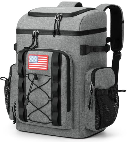 Maelstrom Backpack Cooler,Soft Lightweight Leakproof Cooler Backpack,Men Women 35/50 Can Insulated Cooler Bag,Keeps Hot/Cold for Up to 16 Hours,Perfect for Camping, Beach (Grey, 35 can)