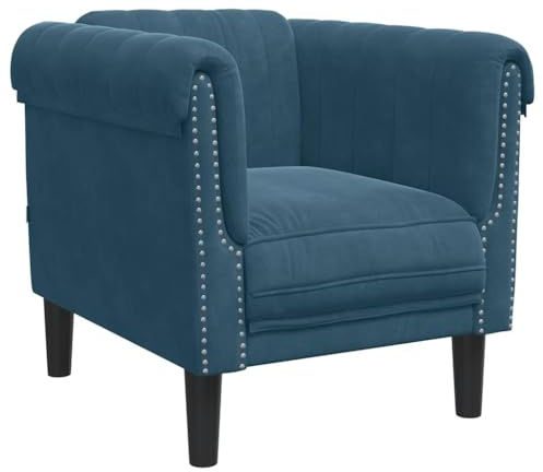 vidaXL Sessel, Polstersessel mit Stützbeinen, Relaxsessel Sofa für Wohnzimmer, Loungesessel Fernsehsessel Polstersofa, Modern, Blau Samt