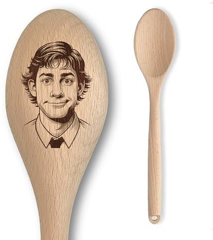 The US Office Jim Halpert Inspired Wooden Spoon – Jim Halpert Inscription – Funny Cooking Baking Gift for Men & Women - Unofficial Fan Item (Jim)