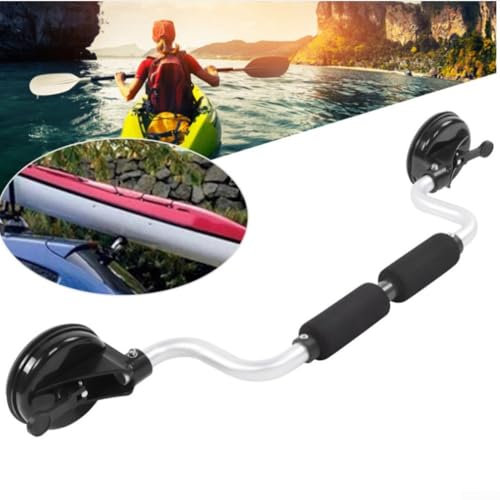 Soporte de carga de rodillo de succión para kayak y canoa para montaje, barras de aluminio resistentes, ventosas, espuma resistente a los arañazos (plateado)