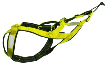 Harnais total anti-traction pour sports avec chien, runing, canicross, luge, mushing, vélo, trottinette (jaune, M)
