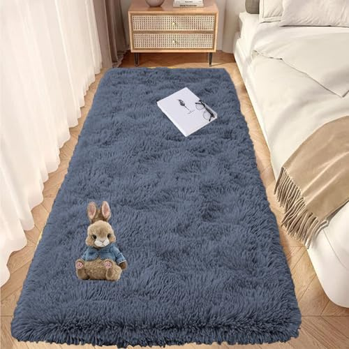 GOUTUI Alfombras Salon Grandes 75 x 300 cm Suave Al Tacto Alfombra Esponjosa de Cama No Se Desprenden para Salón Dormitorio Baño Pasillo, Gris