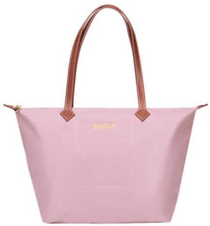BOJLY Bolso Tote para Mujer - Bolsa de Hombro Grande para Compras, Trabajo, Colegio y Viaje - Bolsa de Tela Resistente con Asas Largas - Estilo Casual y Práctico (Pétalo Rosa)