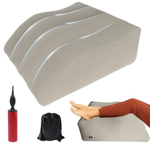 Zyluniy Almohada para Piernas Hinchable con Bomba, Cuña Elevadora para Mejorar la Circulación, Reducir Hinchazón y Aliviar Dolor de Espalda, Portátil para Dormir, Post-Operatorio y Embarazo