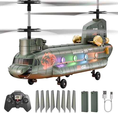 XIKOTEC Elicottero Telecomandato per Bambini, Elicottero Radiocomandato con 2 Batt, LED & Decollo/Atterraggio 1 Tasto, Elicottero Giocattolo Elicottero RC Giochi Regalo per Ragazzi 8+