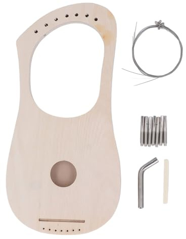 AOWINHIT Basswood 7 Strängar Lyre Harp Diy Kit med Inställning Av Skiftnyckel Sadel Bridge Stift för Musikentusiaster, 7 Strängar Diy Kit Baswood Lyre Harp Lyre