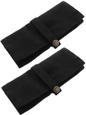 Hemobllo Custodia per Orologi in Tela Nera 2 Pezzi da Viaggio Chiusura a Cordoncino, Capacità Grande per 5 Orologi, Design Sottile e Solido per Trasporto Sicuro