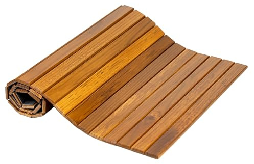 Utoplike Teak Kitchen Mat, Roll-Up Wooden Bath Mats for Standing at Sink
