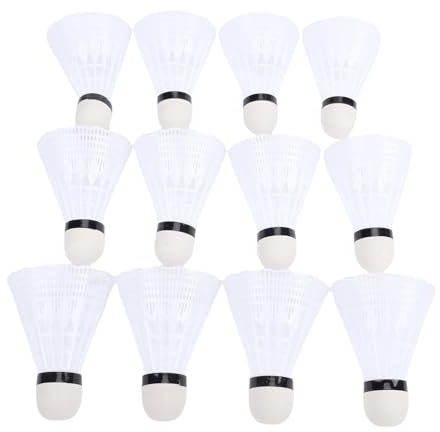 Asixxsix Volani da Badminton in Nylon da 12 Pezzi, Palline per Navetta per stabilità di Volo con Elasticità Premium con Grande tenacità, per attività Sportive in Palestra di Allenamento (White)