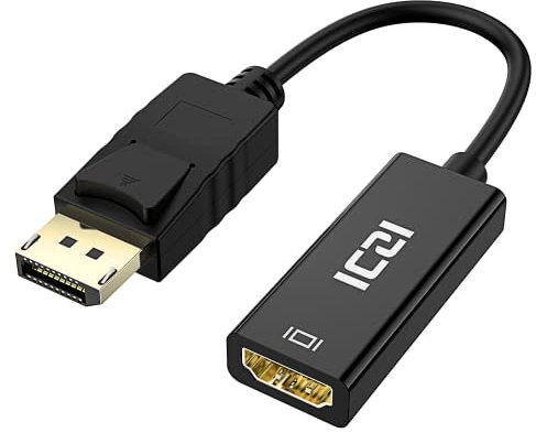 ICZI Adattatore Display Port a HDMI, Convertitore Displayport (DP) a HDMI per Laptop Computer Portatili Monitor Proiettori HDTV - Nero