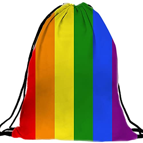 PREMYO Borsa da Palestra Sacca Zaino Sportiva con Scritta Stampa Arcobaleno Borsone Zainetto Chiusura a Cordoni Gym Bag