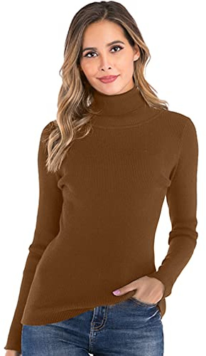 Enjoyoself Suéter Cuello Alto para Mujer Pull-Over Tops Primavera Otoño Suéter de Punto Suéter de Invierno cálido y Elegante Suéter Elegante Calcetín Moderno Cuello Alto Alto Mujer Básico