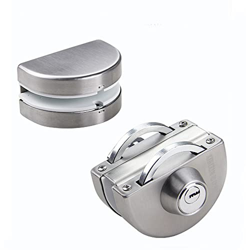 ZONADAH Serrure de porte à double vitrage en acier inoxydable 304 de qualité supérieure avec ouverture des deux côtés, fermeture sans cadre, pas de perçage nécessaire, pour verre de 10 à 12 mm