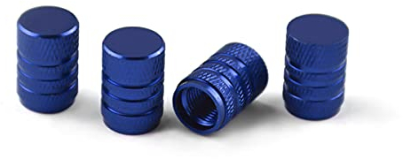 CGEAMDY 4 Piezas Tapones de Válvula de Neumático, Tapones Deportivos Ligeros para la Rueda del Coche, Tapas Neumáticos a Prueba de Aire, Tapones Metálicos Circular para Ruedas Válvulas Coches (Azul)
