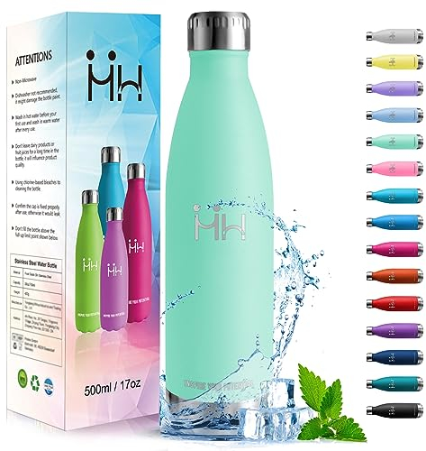 HoneyHolly Botella Termica - 500ML - Botella agua Acero Inoxidable, Termo con pared Doble Aislamient, de Fugas, Cantimplora Termica para Niños, Deportiva, Gym - Conserva 12 Horas Caliente, 24 frio