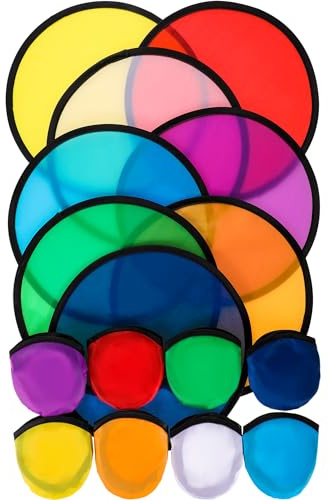 Gejoy Foldable Flying Disc Fans Bulk with Bags 9.8 Inch DIY Sublimation Handheld Cooling Fan Beach Flying Disc for Summer Outdoor Games Activities Birthday Wedding Party Favors(Bright Colors,8 Pcs)