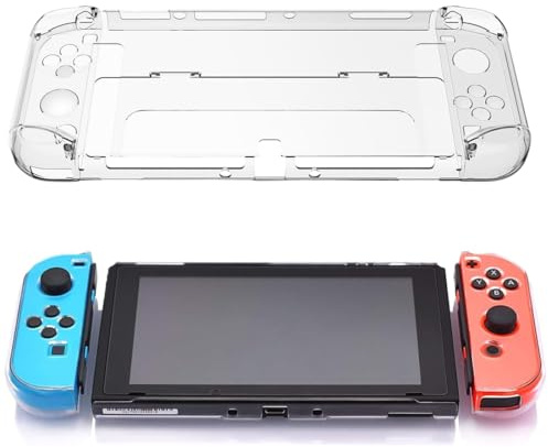 EWOECUI Schutzhülle für Nintendo Switch, TPU-Hülle, Transparent, Rutschfest, Stoßfest, Ultradünn, Schützhülle für Nintendo Switch Console und Joycon Controller