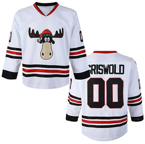 ZXCVB #00 Griswold Movie Hockey Jersey Stitched Men's X-Mas Christmas Jerseys, White, Large