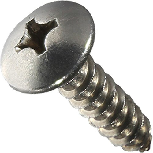 #14 x 1-3/4 Truss Head Sheet Metal Screws, Full Thread, Phillips Drive, Stainless Steel 18-8, Bright Finish, Self-Tapping, Quantity 25 Pieces by Fastenere