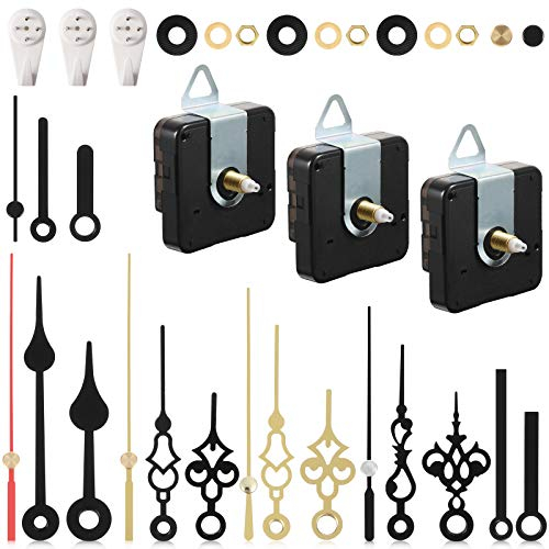 Outus 3 Stücke Nicht Tickender Quarz Uhrwerk Mechanismus mit 6 Sets von Kurzzeiger Batteriebetriebenen Uhrmotor Kit Haus Verbesserung Werkzeuge für DIY Reparatur Ersatz, 0,7 Zoll Gesamtwellenlänge