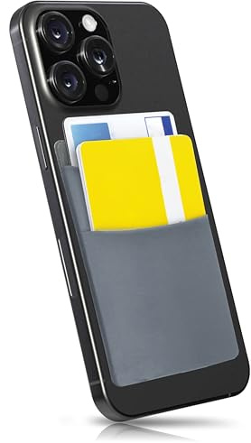 MyGadget Cartera con 2 Bolsillos para Funda Móvil - Tarjetero Adhesivo para Smartphone - Porta Tarjetas de Crédito con Bloqueo RFID - Card Holder - Gris