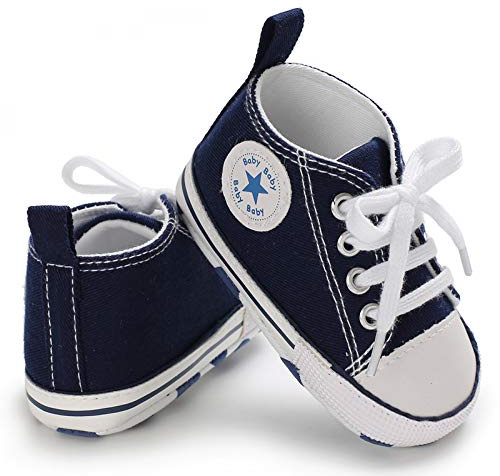 Sehfupoye Bébé Filles garçons Baskets Chaussures pour Tout-Petits Toile première Chaussures de Marche Nouveau-né Anti-dérapant Prewalker Baskets pour 6-12 Mois