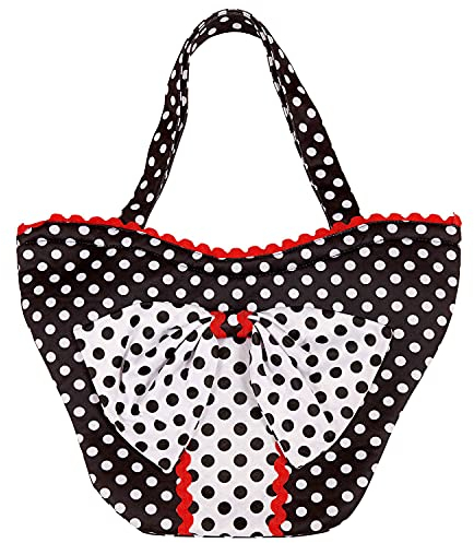 W WIDMANN MILANO Party Fashion 10679 - Handtasche 50er Jahre, Schwarz-Weiß gepunktet, Accessoire, Retro, Karneval, Mottoparty