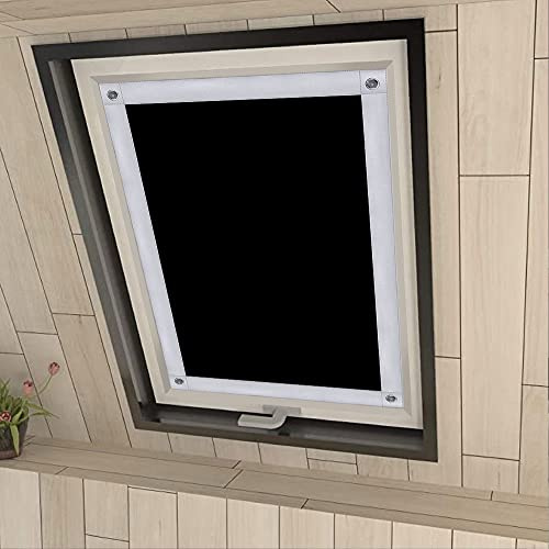 Eurohome 100% Verdunkelung Dachfenster Rollo ohne Bohren Sonnenschutz Verdunkelungsrollo mit Saugnäpfen für Velux-Fenster Schwarz 48x98 cm für FK06