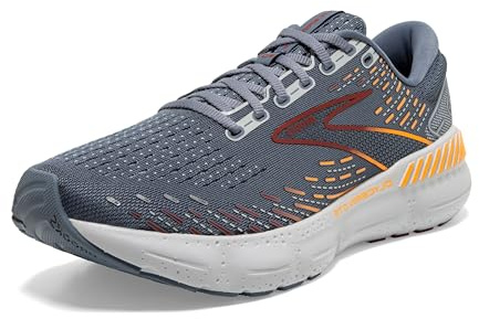 Brooks Men's Glycerin GTS 20 Supportive Running Shoe, Grey/Chili Oil/Orange, 9 UK