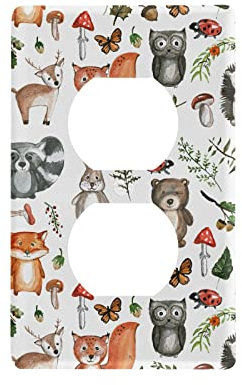 Lichtschalter-Abdeckung, niedliche Waldtiere, dekorative Steckdose, Wandplatte, Schutz, Kunststoff-Lichtschalterplatten für Wohnzimmer, Heimdekoration, Küche (Duplex-Steckdosenabdeckung)