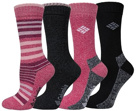 Columbia Women's 4 Pack Moisture Control Crew Socks, Multi, 3.5-9 UK (Pack of 4)
