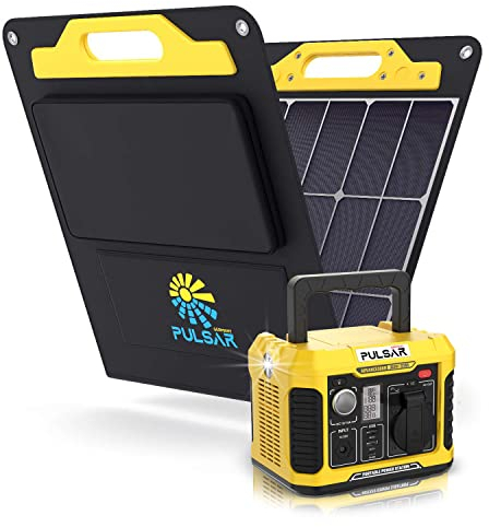 PULSAR Tragbare Power Station 231Wh 300W Spitzenwert 600W mit 100W Solar Panel Solargenerator Solar Akku Versorgungsbatterie Stromgenerator für Notstromversorgung Camping Wohnwagen