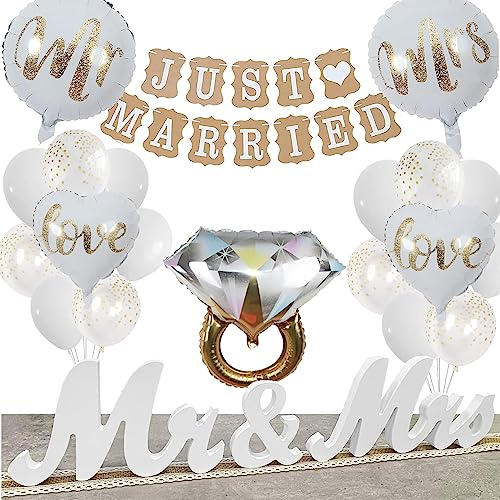 Aapxi Hochzeitsdeko Set - Mr & Mrs Deko Hochzeit Just Married Girlande Hochzeit Deko Luftballons Hochzeit Boho Wedding Decoration Hochzeitsauto Deko