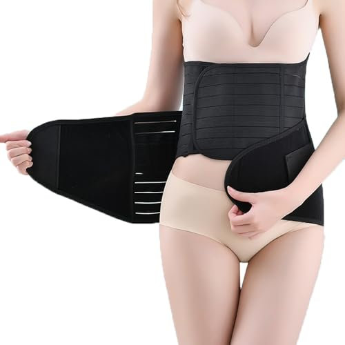 ISMOL 3 in 1 Postpartum Gürtel für Damen, Postnatal Bauchgurt nach Geburt, Bauchgurt nach Geburt Kaiserschnitt,Rückbildungsgürtel nach Geburt (Schwarz, XXL)