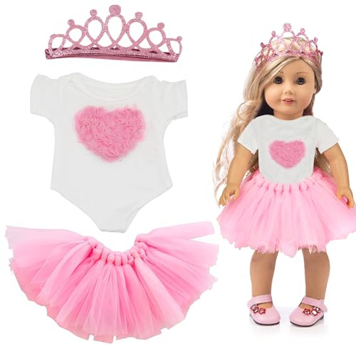 Födelsedagsdocka rosa kläder, dockor tillbehör 43 cm, födelsedag dockklänningar tillbehörsset, babydockkläder, nya dockkläder kläder, dockkläder set, presenter till flickor