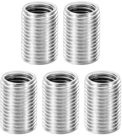 PATIKIL M10xM8x15mm Metal Threaded Repair Insert Nut, 5Pcs Male to Female Fine Thread Sleeve Inserts Reducing Nut Adapter Reducer Screw Sleeves, White Zinc
