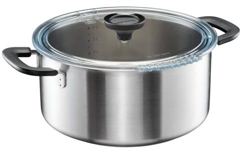Fiskars saucepan with lid, 5 litres, Ø 26.5 cm, Suitable for all hobs, Recycled stainless steel, Functional shape, 1072317