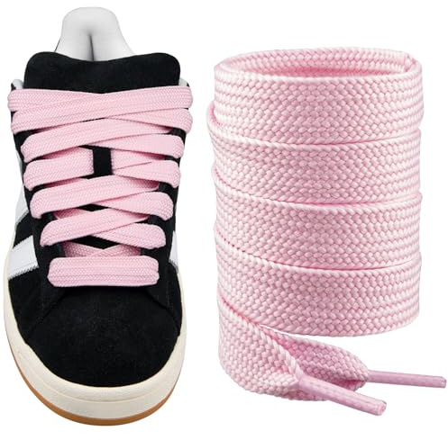 Endoto Lacet pour Adidas Campus 00s Chaussures, 16MM de Large Remplacement Plats Gros Lacets Laces - Rose Clair, 54 pouces