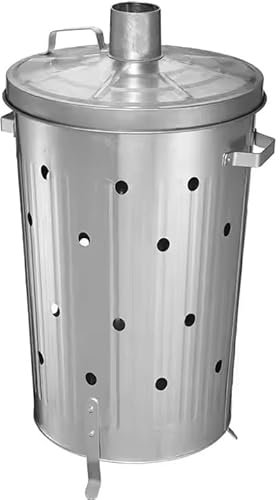 90 Litre Extra Large Galvanised Metal Incinerator, Garden Rubbish Fire Wood Burner